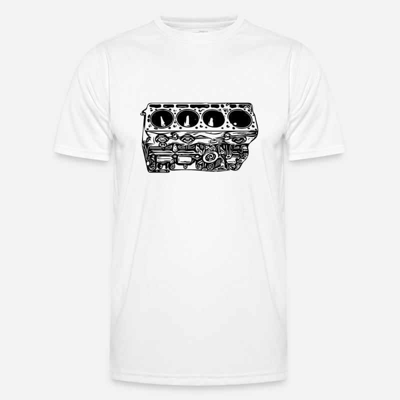 Engine block cylinder displacement fan - Men's Functional T-Shirt - white