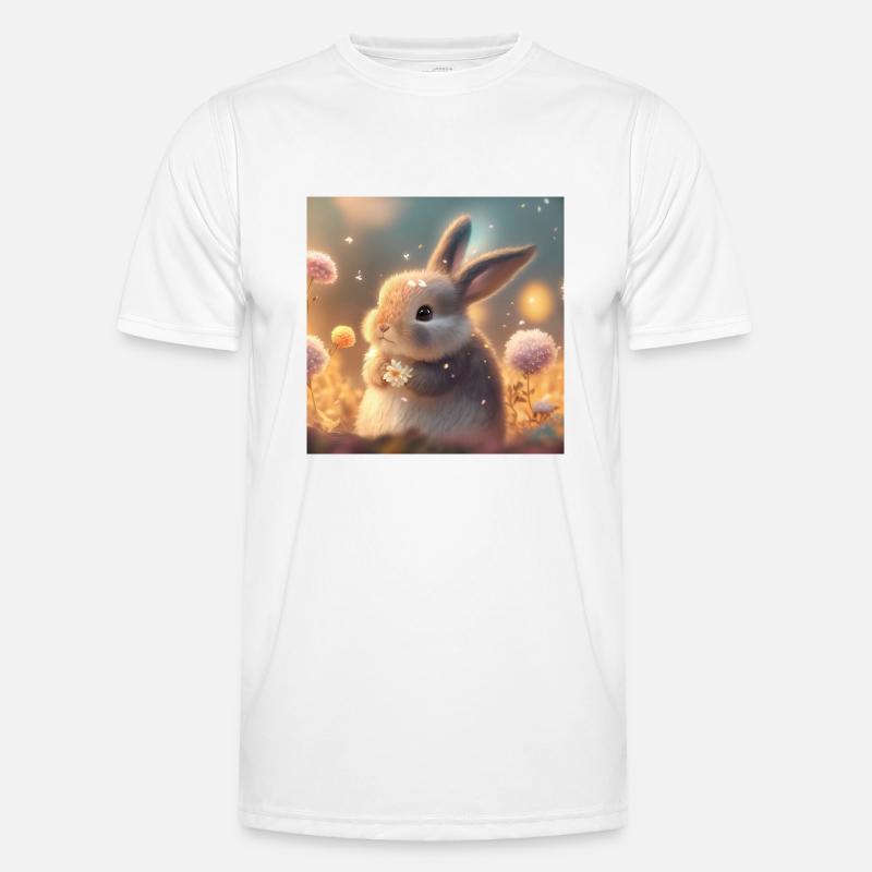 Lapin mignon avec des fleurs T-shirt sport Homme