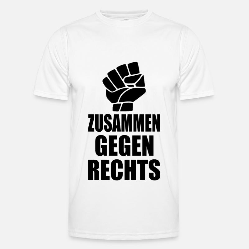 Zusammen gegen rechts - Männer Funktions-T-Shirt - Weiß