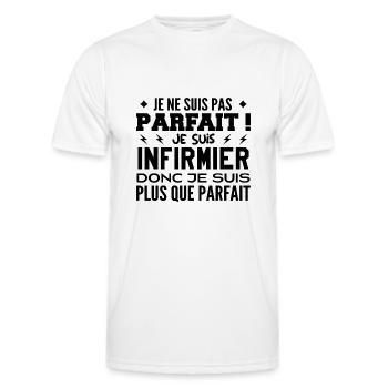 Un Infirmier plus que parfaite, métier de rêve - T-shirt sport Homme - blanc - Devant - AI Model Male 178 dark (178cm)