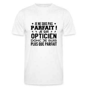 Un Opticien plus que parfaite, métier de rêve - T-shirt sport Homme - blanc - Devant - AI Model Male 178 dark (178cm)