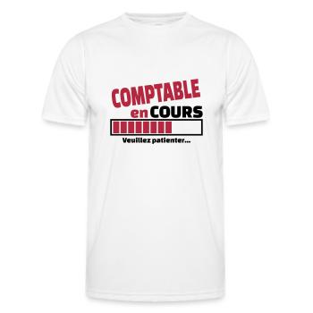 comptable en cours - T-shirt sport Homme - blanc - Devant - AI Model Male 178 dark (178cm)