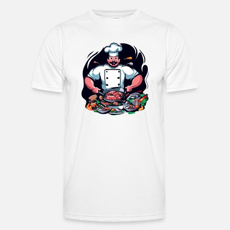 COOLES TSHIRT. EIN KOCH, DER EINE GROSSE MAHLZEIT ZUBEREITET Männer Funktions-T-Shirt