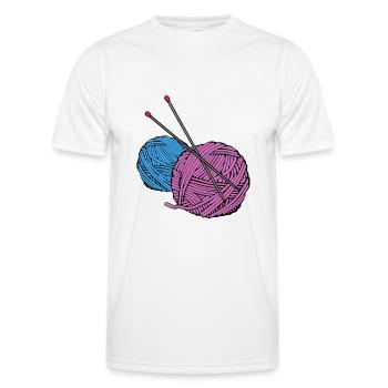 Knitting Yarn Needles Hobby - Men's Functional T-Shirt - white - Front - AI Model Male 178 dark (178cm)