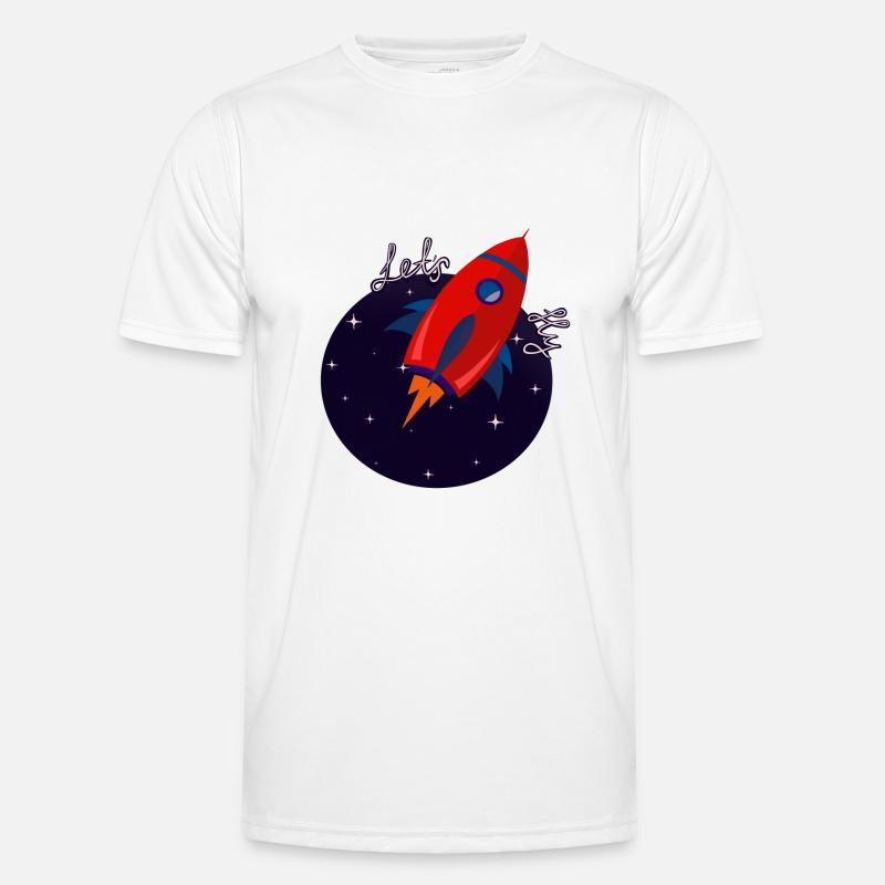 Rot illustrierte Rakete - Männer Funktions-T-Shirt - Weiß