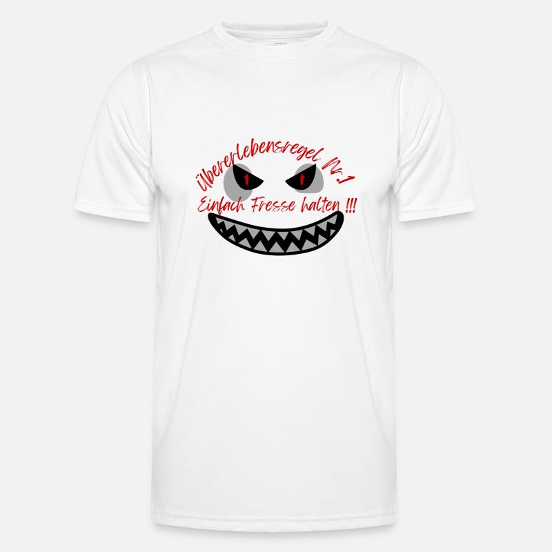 "Überlebensregel Nr 1" Design Subtil - Männer Funktions-T-Shirt - Weiß