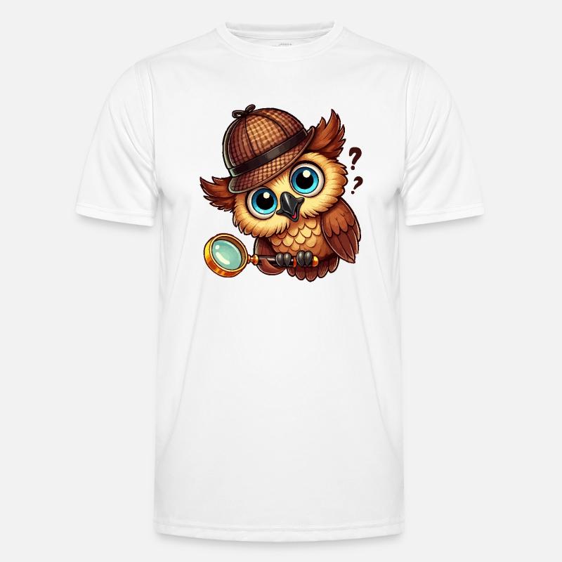 Detektiv-Eule - Männer Funktions-T-Shirt - Weiß