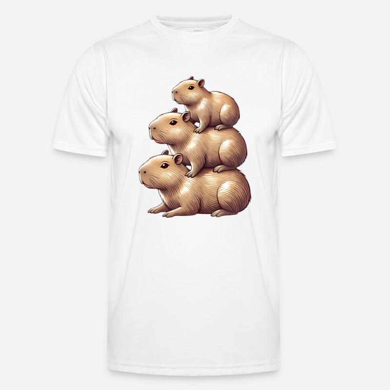 Capybaras empilés mignon conception d’animaux T-shirt sport Homme