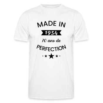 Made in 1954 humour anniversaire 70 ans perfection - T-shirt sport Homme - blanc - Devant - AI Model Male 178 dark (178cm)
