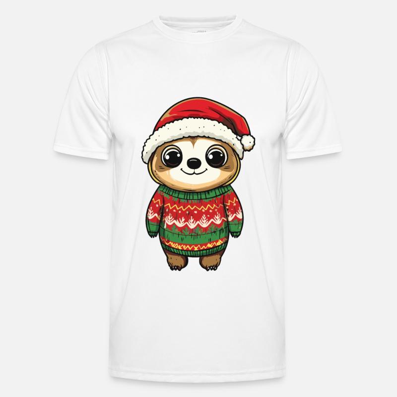 Sloth Christmas Comic - Men's Functional T-Shirt - white