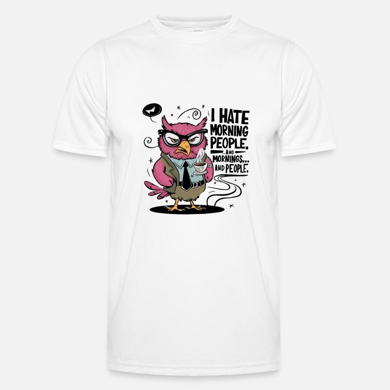 Erst Kaffee grantige Eule mit Kaffeetasse Männer Funktions-T-Shirt