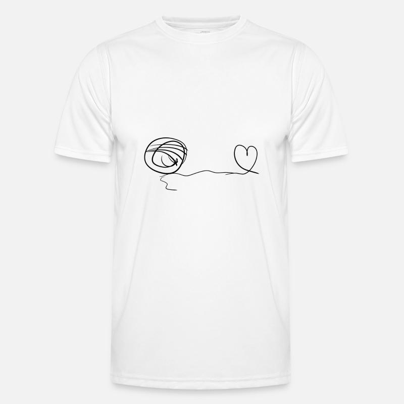 line thread heart love loop - Men's Functional T-Shirt - white