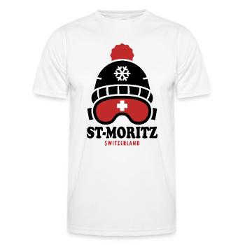 St Moritz ski resort Switzerland Alps - Men's Functional T-Shirt - white - Front - AI Model Male 178 dark (178cm)
