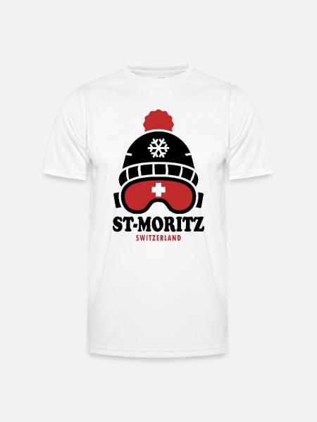 Stazione sciistica di St Moritz Svizzera Alpi - Maglietta sportiva per uomo - bianco