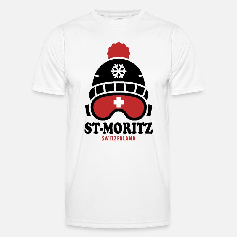 Skigebiet St. Moritz Schweiz Alpen Männer Funktions-T-Shirt