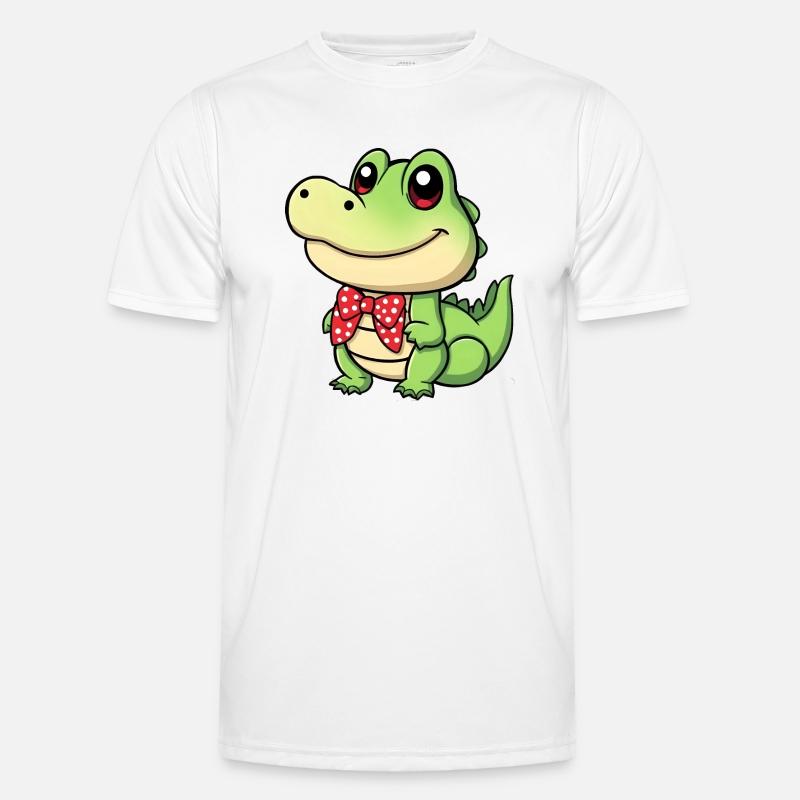süßes Comic-Krokodil mit roter Krawatte - Männer Funktions-T-Shirt - Weiß