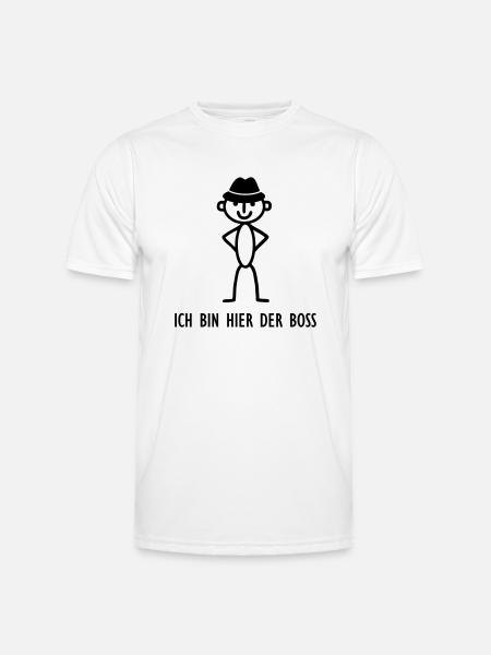 Strichmännchen - Boss - Männer Funktions-T-Shirt - Weiß