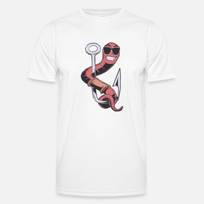 Hameçon de pêcheur avec une canne à pêche appât à ver pour T-shirt sport Homme
