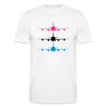 flugzeug silhouette landung fahrwerk abheben muste - Männer Funktions-T-Shirt - Weiß - Vorne - AI Model Male 178 dark (178cm)