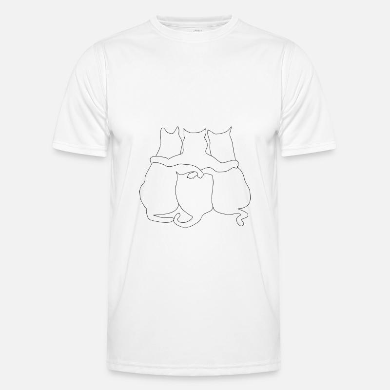 3 Chats ensemble | Chats Dessin au trait T-shirt sport Homme