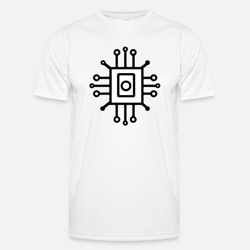 Digital Computer Chip Icon - Men's Functional T-Shirt - white