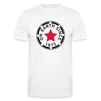 on earth since 1975 - Men's Functional T-Shirt - white - Front - AI Model Male 178 dark (178cm)