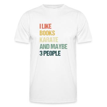 I like Books Karate and maybe 3 People - Men's Functional T-Shirt - white - Front - AI Model Male 178 dark (178cm)