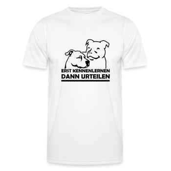 Staffordshire Terrier & Staffbull kennenlernen - Männer Funktions-T-Shirt - Weiß - Vorne - AI Model Male 178 dark (178cm)