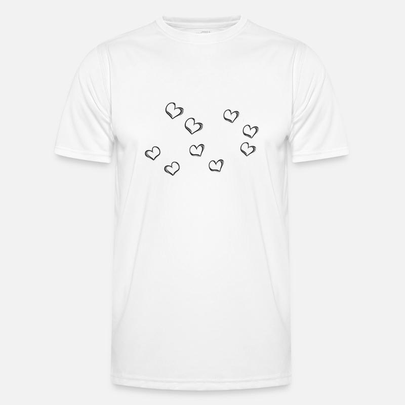 Gray Hearts Line Heart Pattern - Men's Functional T-Shirt - white