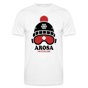 Arosa ski resort Switzerland Alps - Men's Functional T-Shirt - white - Front - AI Model Male 178 dark (178cm)