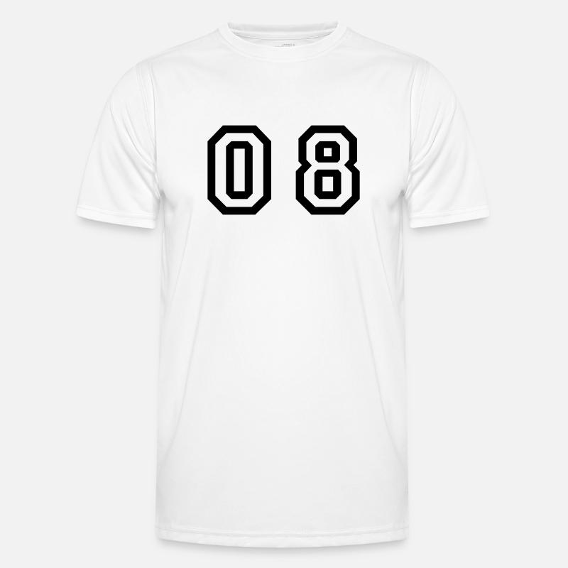 Nummer - 08 - null acht - Männer Funktions-T-Shirt - Weiß