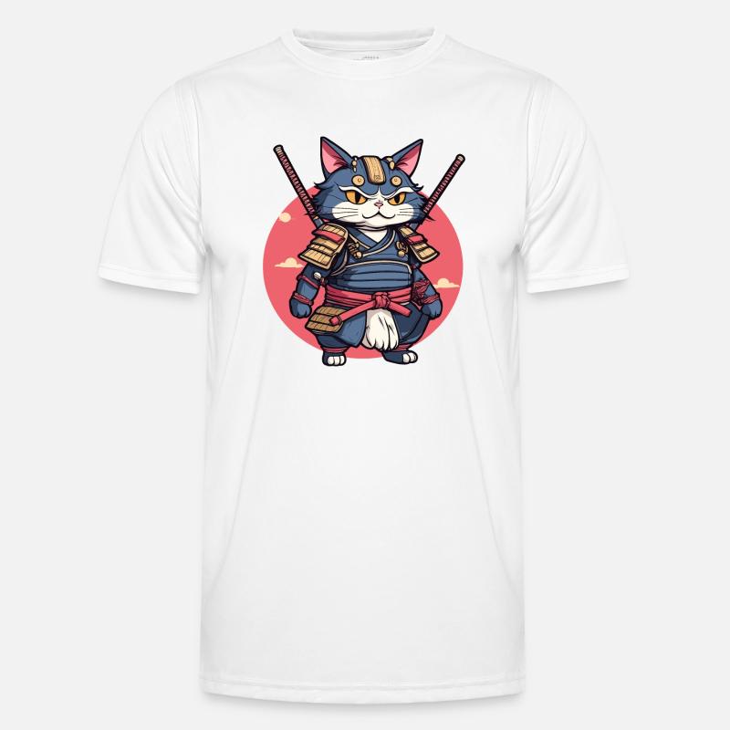 Samurai Cat #2 - Men's Functional T-Shirt - white