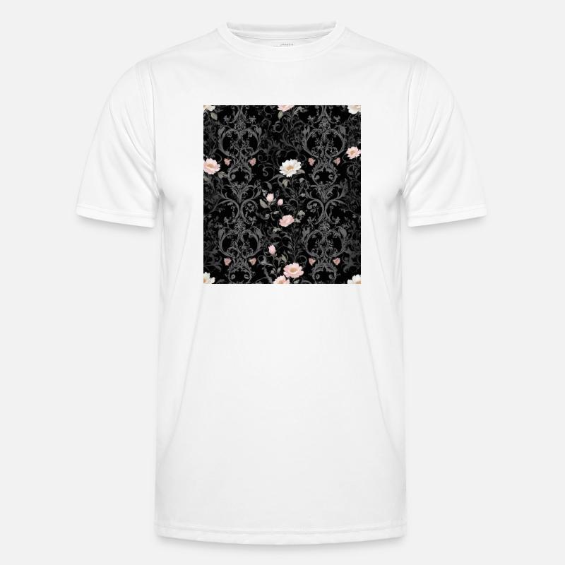 Floral pattern on black background Men's Functional T-Shirt