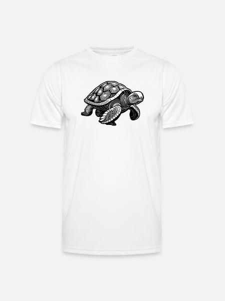 Land Turtle, Turtle Drawing - Men's Functional T-Shirt - white