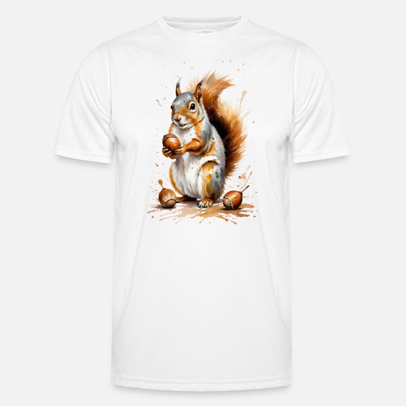 Eichhörnchen mit Eichel - Autumn Delight - Männer Funktions-T-Shirt - Weiß