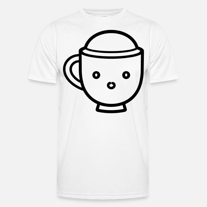Kaffeebecher - Männer Funktions-T-Shirt - Weiß