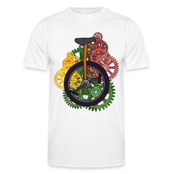 Machine monocycle technique Roue Roue Vélo - T-shirt sport Homme - blanc - Devant - AI Model Male 178 dark (178cm)