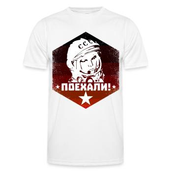 Youri Gagarine - Allons-y - Vintage soviétique - T-shirt sport Homme - blanc - Devant - AI Model Male 178 dark (178cm)