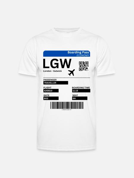 London Gatwick LGW Airport Flight Ticket Idea - Men's Functional T-Shirt - white