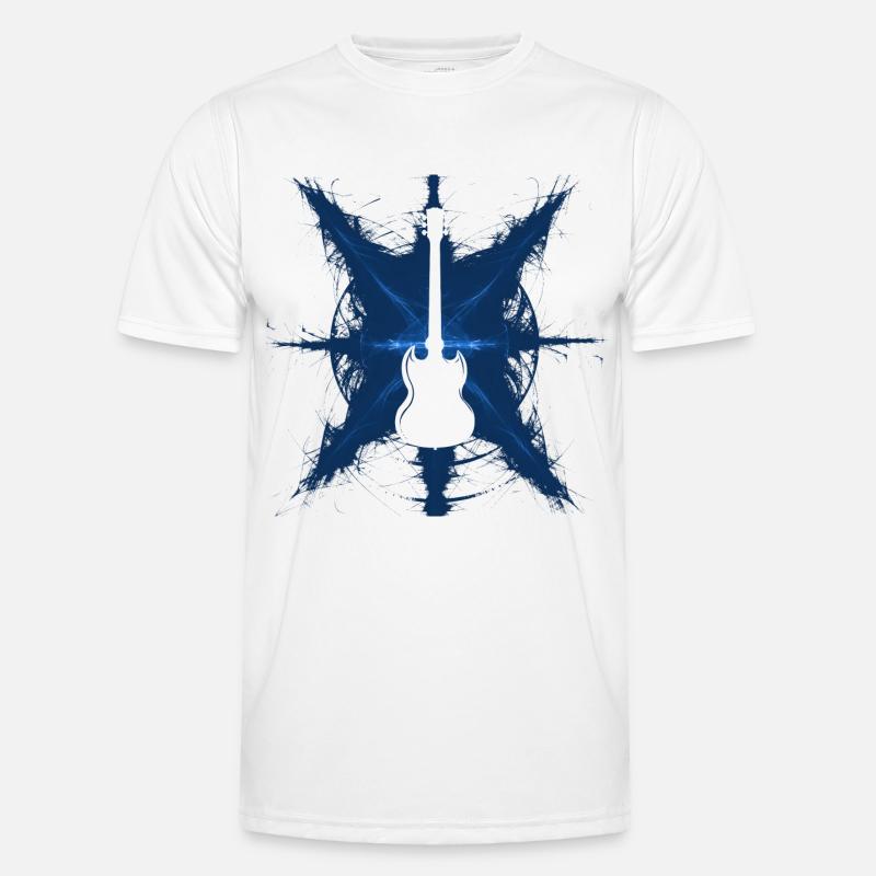 Gitarre mit Strahlen blau - Männer Funktions-T-Shirt - Weiß