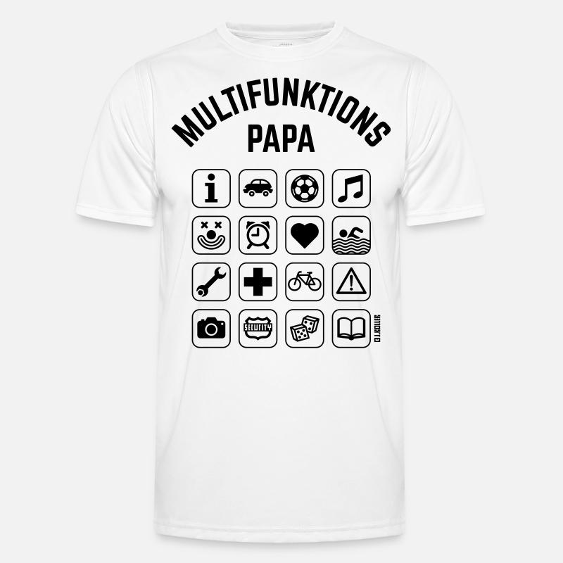 Multifunktions Papa (16 Icons) - Männer Funktions-T-Shirt - Weiß