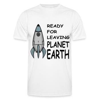 Quitter la planète Terre, Fusée dans l’espace, Chemise - T-shirt sport Homme - blanc - Devant - AI Model Male 178 dark (178cm)