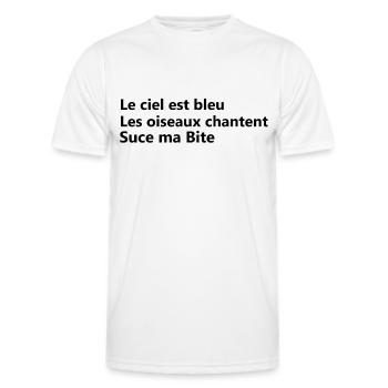 suce ma bite - T-shirt sport Homme - blanc - Devant - AI Model Male 178 dark (178cm)