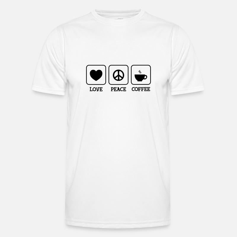 Love, Peace, Coffee Männer Funktions-T-Shirt