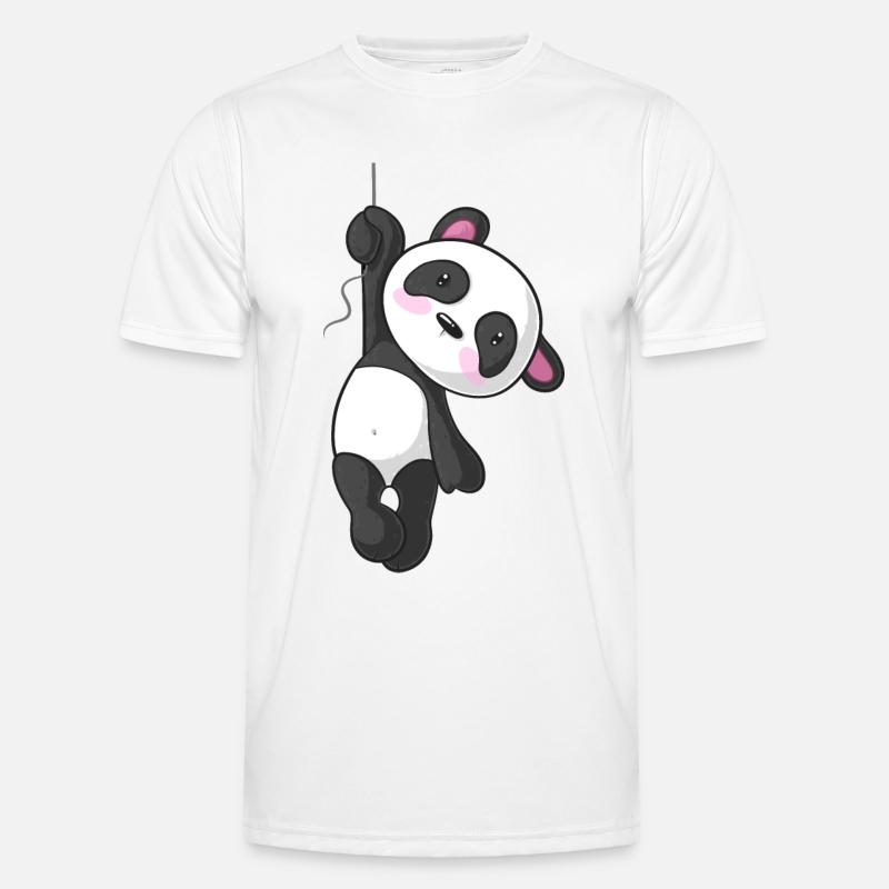 Hängender Comic Panda Männer Funktions-T-Shirt