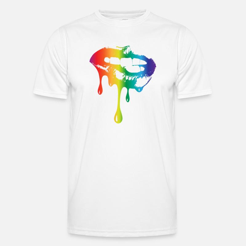 Lips Regenbogen Männer Funktions-T-Shirt