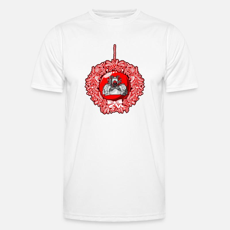 Weihnachtskranz Roter Traktor Männer Funktions-T-Shirt