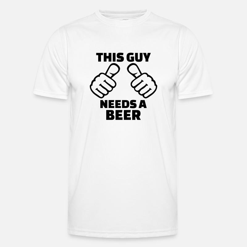 This guy needs a beer - Männer Funktions-T-Shirt - Weiß
