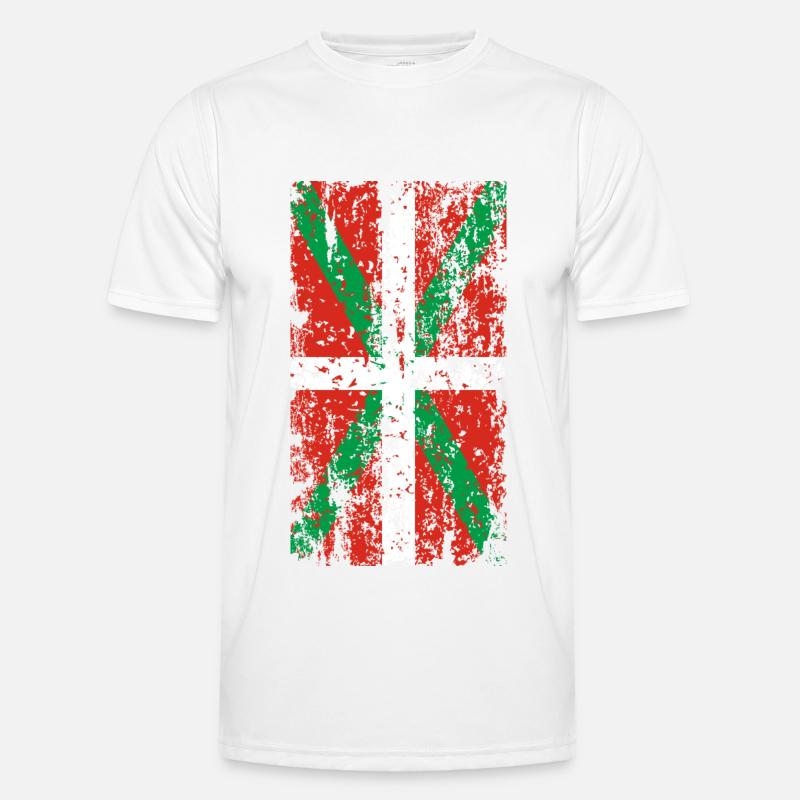 Drapeau Pays Basque usé. Ikurriña. T-shirt sport Homme