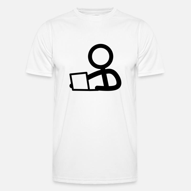 Stickman am Notebook Männer Funktions-T-Shirt
